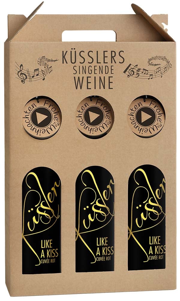 2024 Singender Weihnachtswein im 3er-Geschenkkarton rot