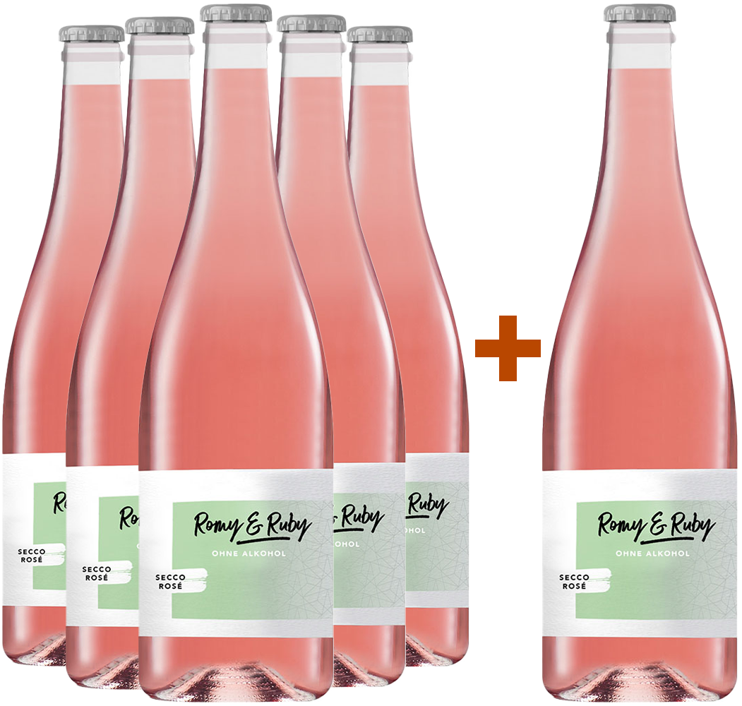 5+1 Paket "Romy & Ruby" Secco Rosé alkoholfrei 