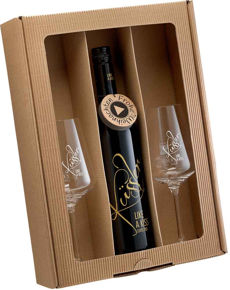 2025 Singender Weihnachtswein mit zwei Küssler-Gläsern rosé