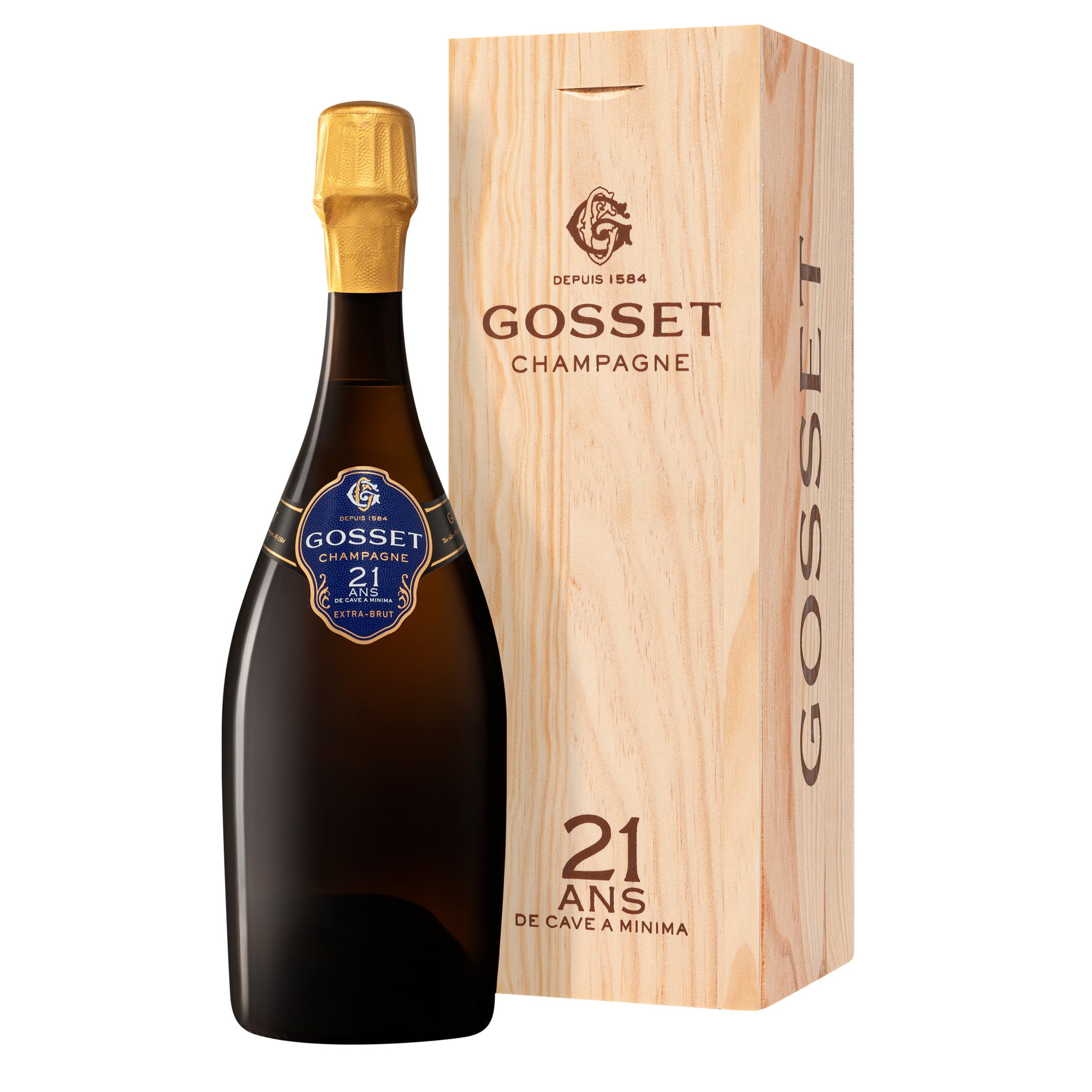 Champagne Gosset 21 ans de cave à minima reflection