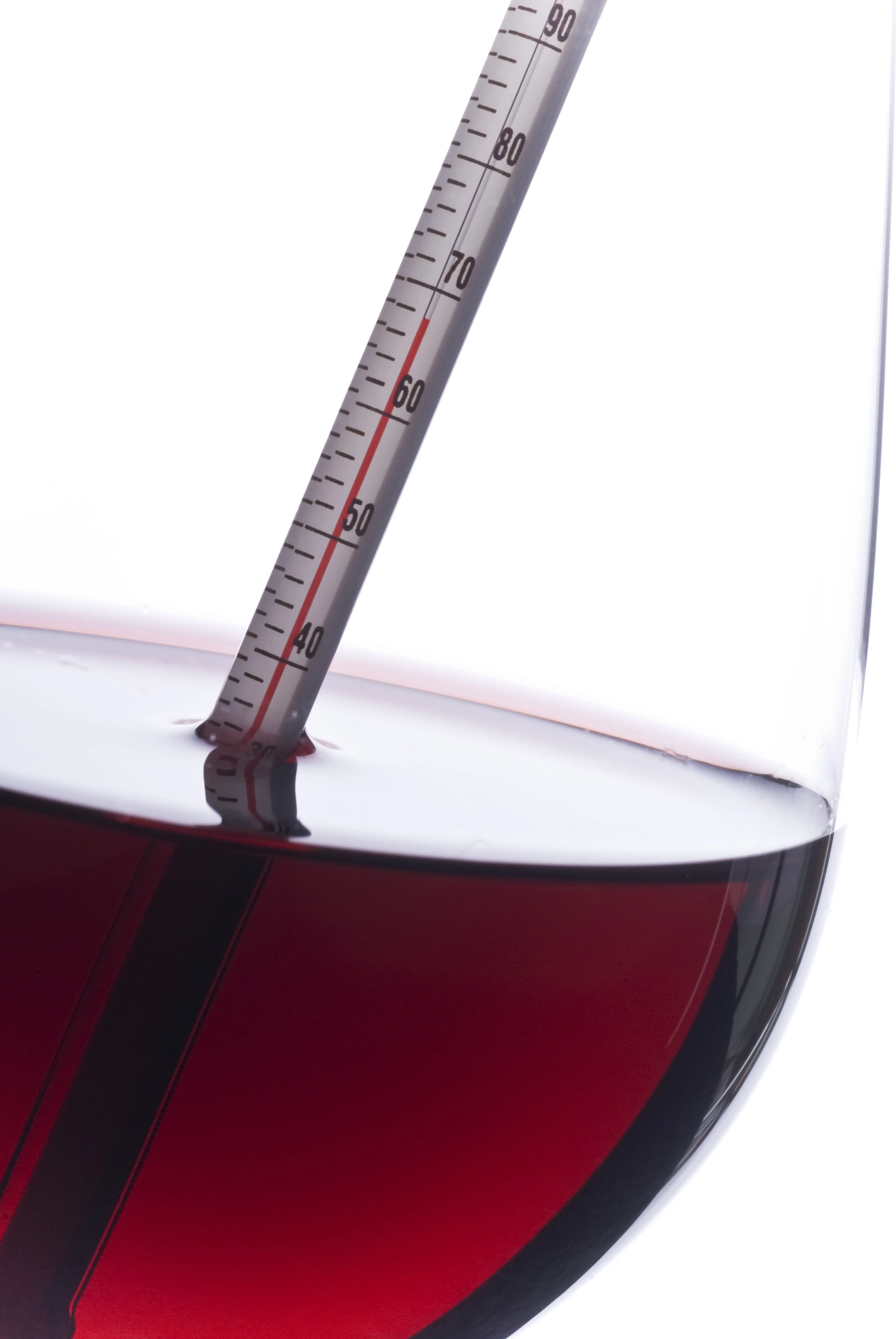 Termomether im Glas mit Rotwein