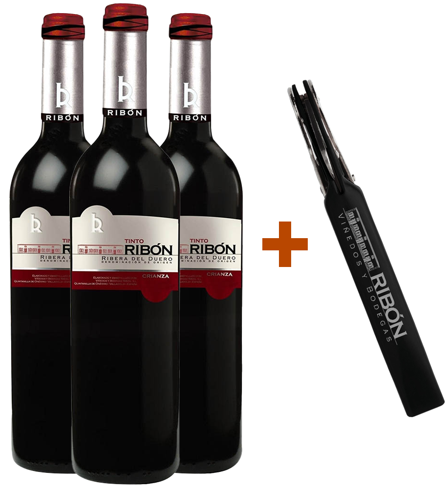 Pack Descuento Tinto Ribón Crianza Ribera del Duero DO (+ sacacorchos de regalo)