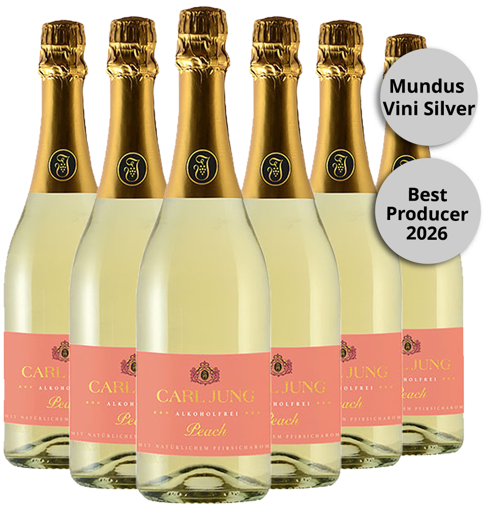 Peach - schäumendes Getränk aus entalkoholisiertem Wein (6 Flaschen)