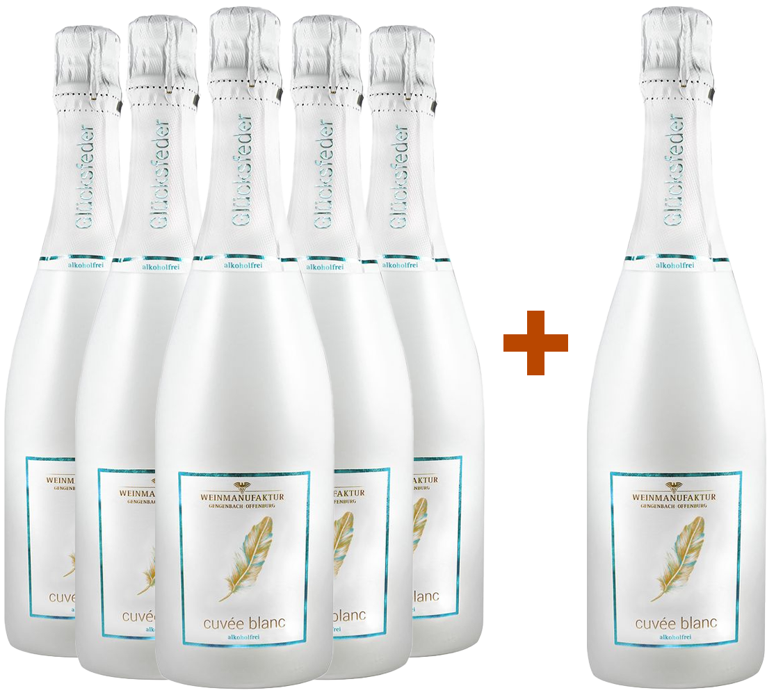 5+1 Paket "Glücksfeder" Cuvée Blanc - Alkoholfrei