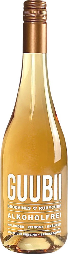 GUUBII - alkoholfreier prickelnder Aperitif - Riesling meets Rotwein-Kräuter Essig Holunder/Zitrone (Vegan & Halal)