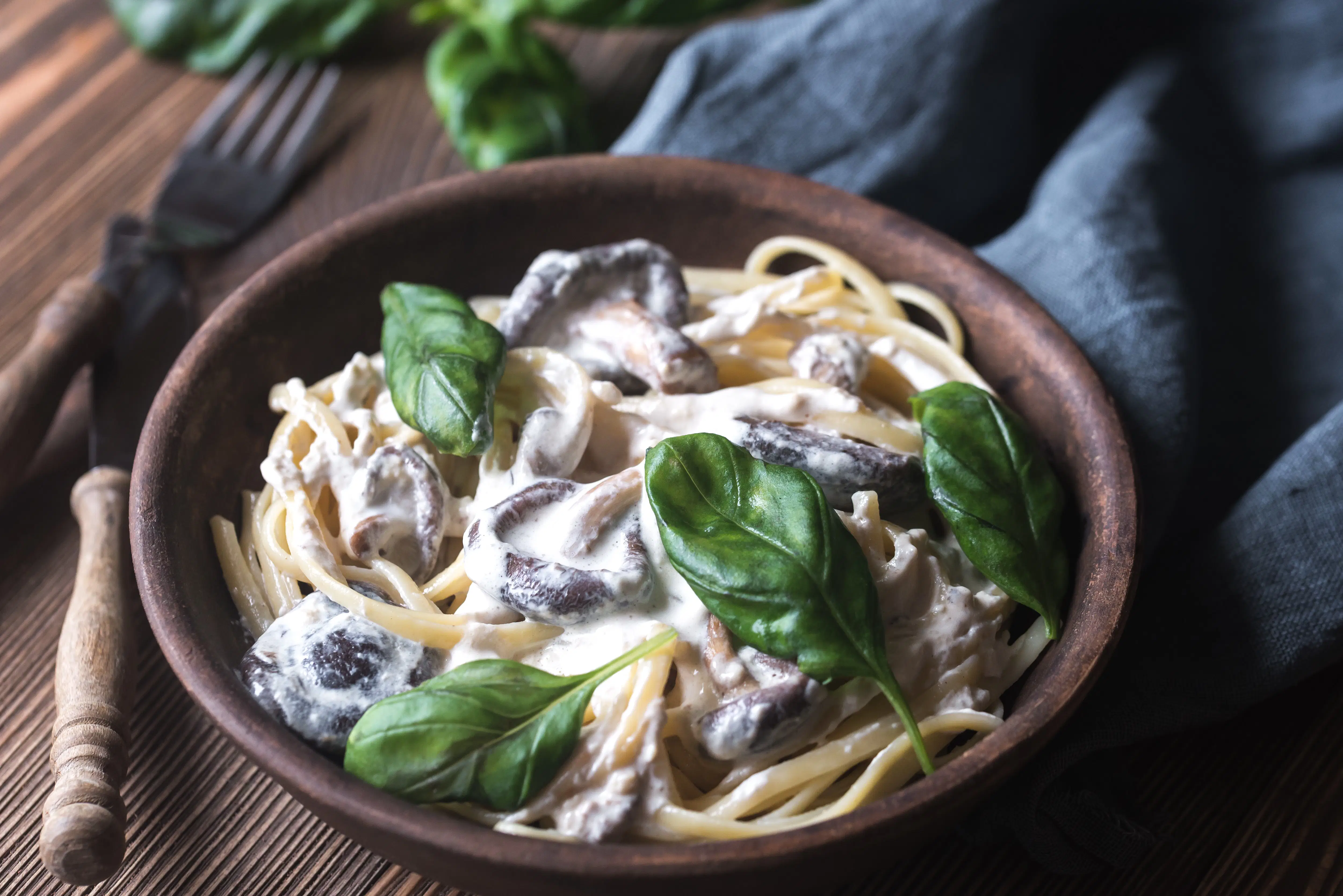 Pilzpasta mit Basilikum